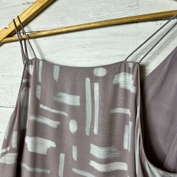 Silence + Noise Dress Womens SZ Large Ella Printed Crepe Mauve Geometric Button - Picture 15 of 16